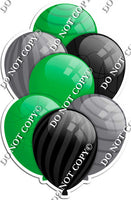 Green, Black, & Silver Balloons - Flat Accents