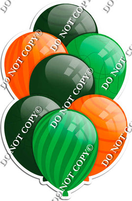Hunter Green, Green, & Orange Balloons - Flat Accents
