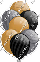 Gold, Black, & Silver Balloons - Flat Accents