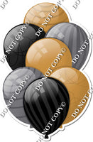 Gold, Black, & Silver Balloons - Flat Accents