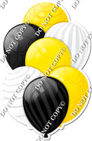 Yellow, Black, & White Balloons - Flat Accents