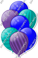 Blue, Purple, & Teal Balloons - Flat Accents