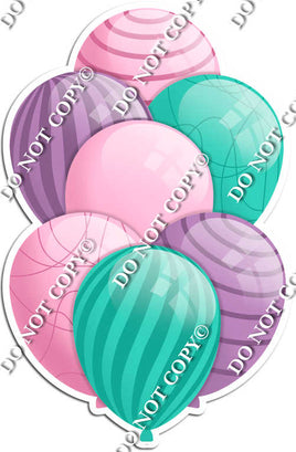 Baby Pink, Teal, & Lavender Balloons - Flat Accents