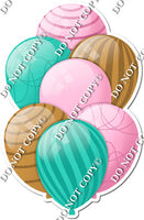 Baby Pink, Teal, & Gold Balloons - Flat Accents