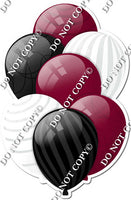 Burgundy, Black, & White Balloons - Flat Accents