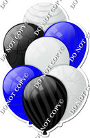 Light Silver, Black, & Blue Balloons - Flat Accents