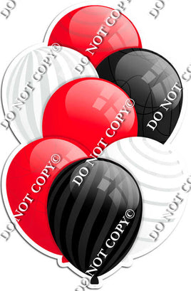 Red, Black, & White Balloons - Flat Accents