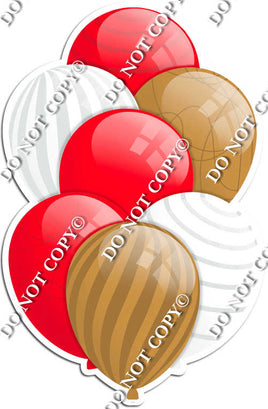 Red, Gold, & White Balloons - Flat Accents