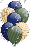 Navy Blue, Sage, & Champagne Balloons - Flat Accents