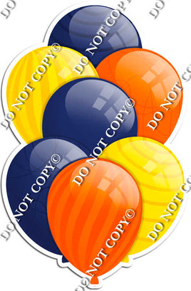 Navy Blue, Orange, & Yellow Balloons - Flat Accents