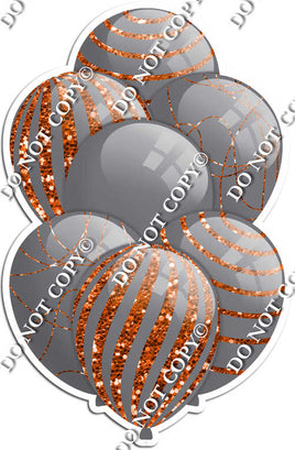 All Grey Balloons - Orange Sparkle Accents