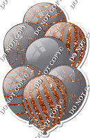 All Grey Balloons - Orange Sparkle Accents