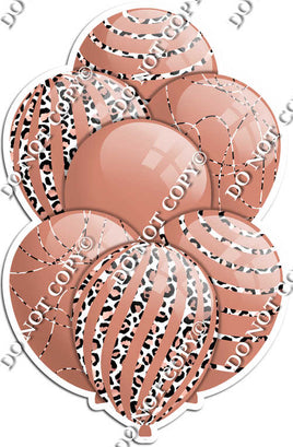 All Rose Gold Balloons - White Leopard Sparkle Accents