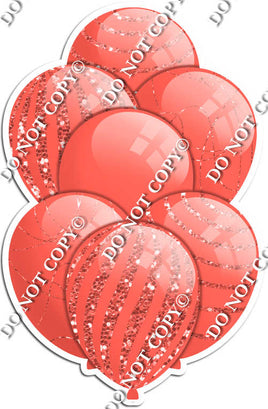 All Coral Balloons - Coral Sparkle Accents