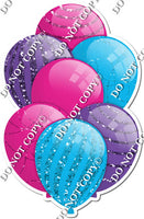 Hot Pink, Caribbean & Purple Balloons - Sparkle Accents