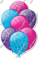 Hot Pink, Caribbean & Purple Balloons - Sparkle Accents
