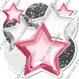 White, Silver & Baby Pink Balloon & Star Bundle