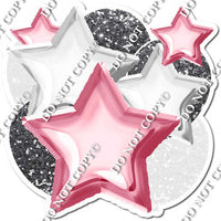 White, Silver & Baby Pink Balloon & Star Bundle