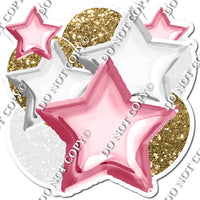 White, Gold & Baby Pink Balloon & Star Bundle