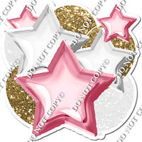 White, Gold & Baby Pink Balloon & Star Bundle