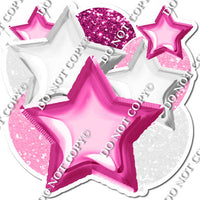 White, Hot Pink & Baby Pink Balloon & Star Bundle