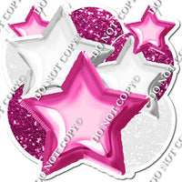 White & Hot Pink Balloon & Star Bundle