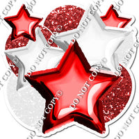 White & Red Balloon & Star Bundle