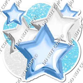 White & Baby Blue Balloon & Star Bundle