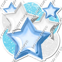 White & Baby Blue Balloon & Star Bundle