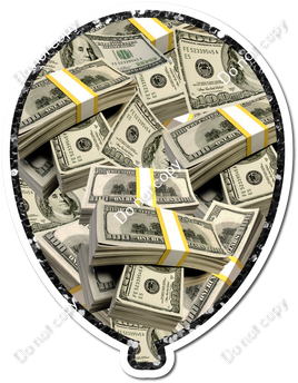 Money Balloon - Black Sparkle Outline