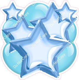 Flat Baby Blue Balloon & Star Bundle