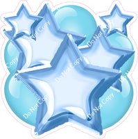 Flat Baby Blue Balloon & Star Bundle