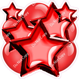 Flat Red Balloon & Star Bundle