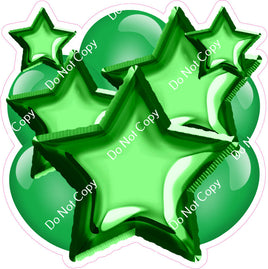 Flat Green Balloon & Star Bundle