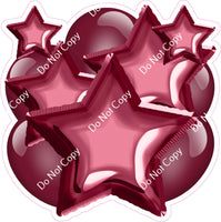 Flat Burgundy Balloon & Star Bundle