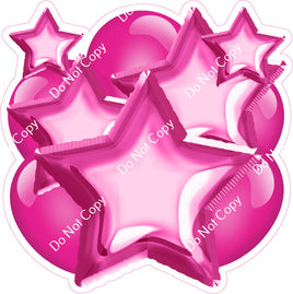 Flat Hot Pink Balloon & Star Bundle