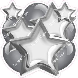 Flat Silver Balloon & Star Bundle