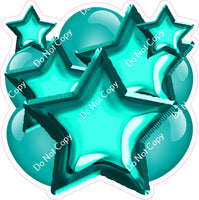 Flat Teal Balloon & Star Bundle