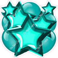 Flat Teal Balloon & Star Bundle