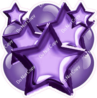 Flat Purple Balloon & Star Bundle