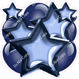 Flat Navy Blue Balloon & Star Bundle