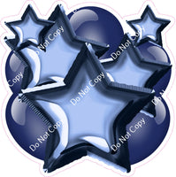 Flat Navy Blue Balloon & Star Bundle