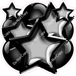 Flat Black Balloon & Star Bundle