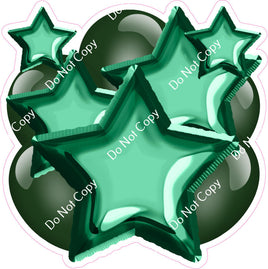 Flat Hunter Green Balloon & Star Bundle
