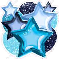 Caribbean, Baby Blue, Navy Blue Balloon & Star Bundle