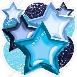 Caribbean, Baby Blue, Navy Blue Balloon & Star Bundle