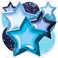 Caribbean, Baby Blue, Navy Blue Balloon & Star Bundle