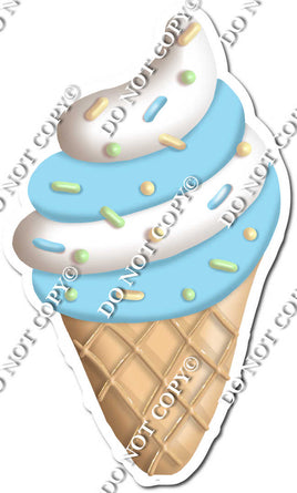 Ice Cream Cone - White & Blue Swirl w/ Variants