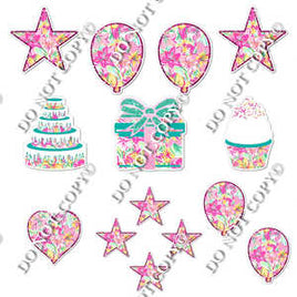 14 pc - Flair Set - Pink Floral