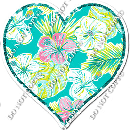 Teal Floral Heart